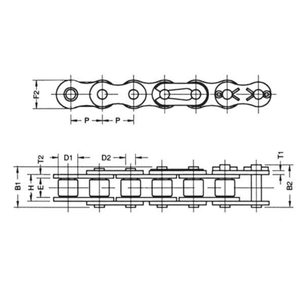 ANSI/ASA80-1 (1 Pitch) Simplex Crank/Offset Link