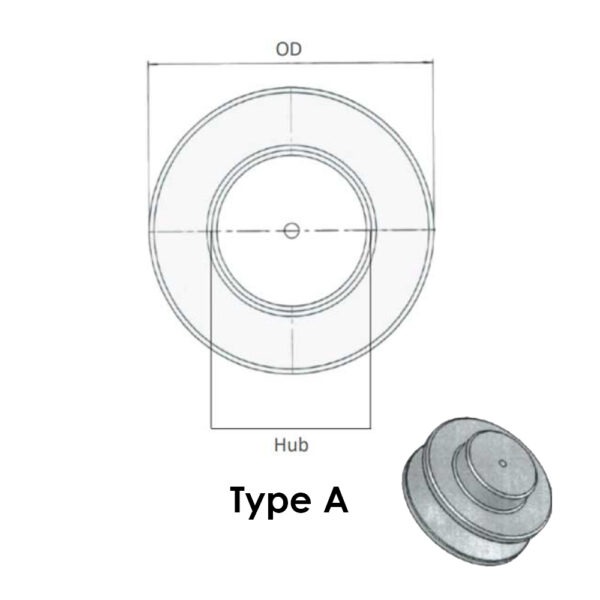 SPZ-100/2 Groove Pilot Bore V-Belt Pulley - Aluminium