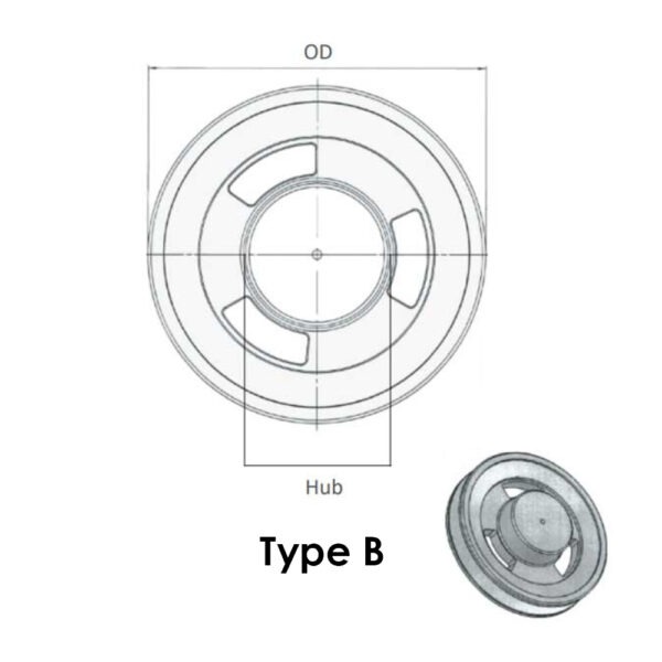 SPZ-110/1 Groove Pilot Bore V-Belt Pulley - Aluminium