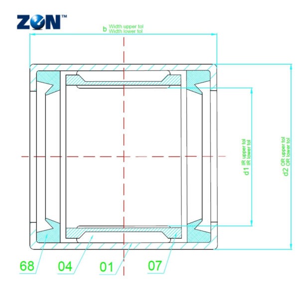 HK0810-2RS ZEN Needle Roller Bearing (8x12x10)