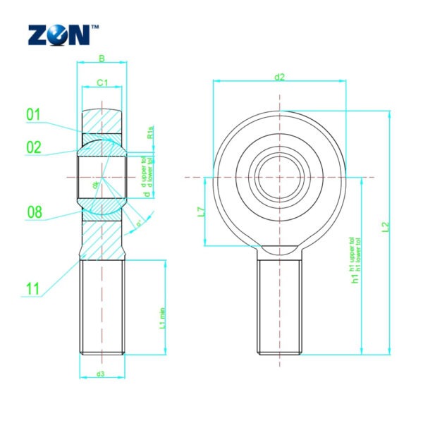 GAKR6PW ZEN Rod End Bearing (Maintenance-Free) - Male Right-Hand Thread