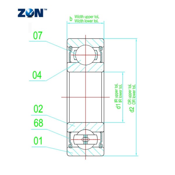 1623-2RS ZEN Single Row Ball Bearing - Imperial (15.875 (5/8")x34.925 (1.3/8")x11.112 (7/16")